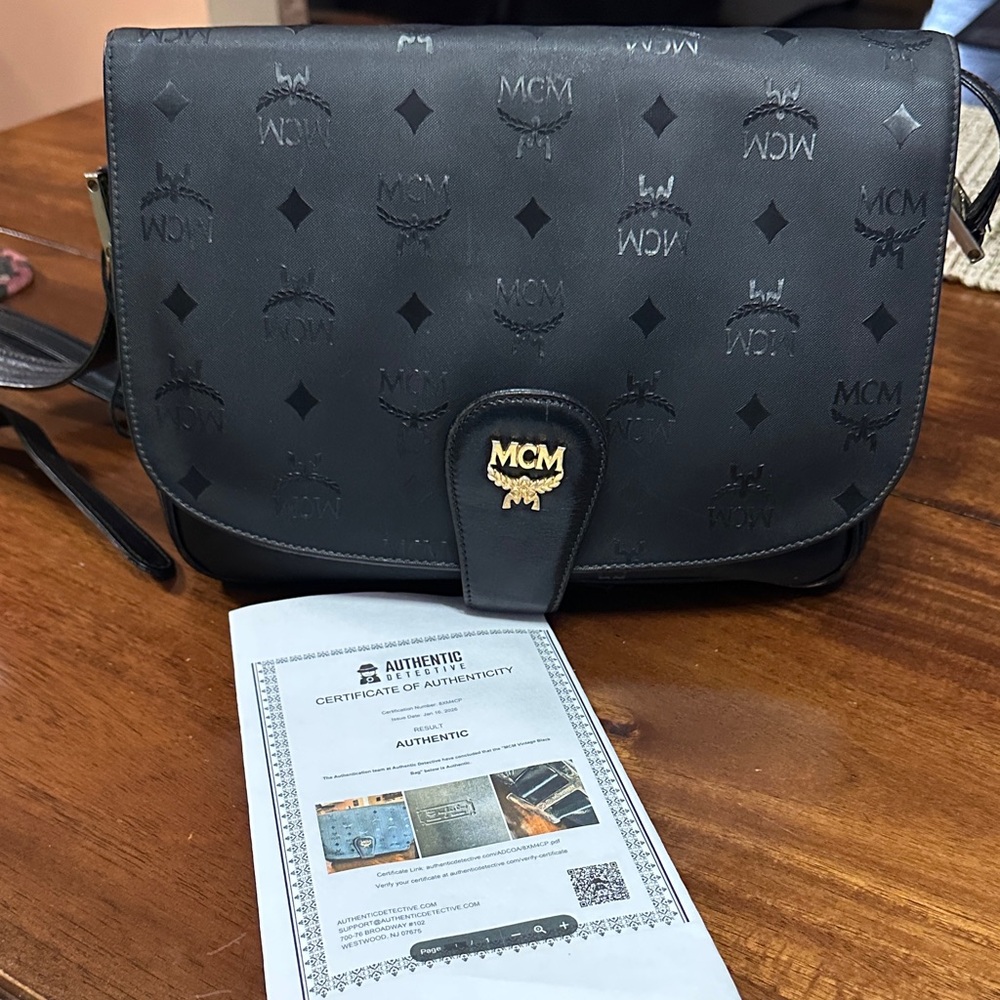 MCM Visetos Black  Shoulder Bag with COA